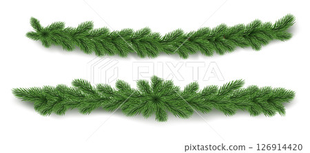 Branch garland realistic Christmas decorations 126914420