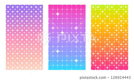 Retro star pattern set - bright y2k backgrounds Retro star pattern set - bright y2k backgrounds 126914443