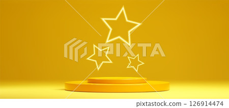 Neon star shapes on pedestal 126914474