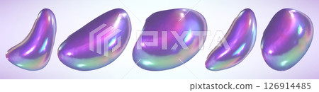 Holographic iridescent liquid abstract shapes Holographic iridescent liquid abstract shapes 126914485