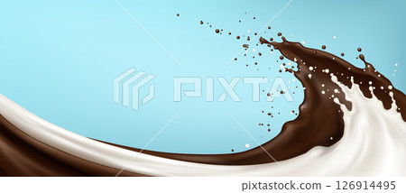 Chocolate with milk splash wave 126914495