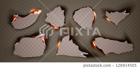 Burning paper frame pieces set - Stock Illustration [126914505] - PIXTA
