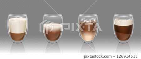 Realistic coffee glasses set 126914513