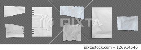 Old paper sheets set on transparent background 126914540