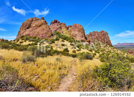 Rugged Red Rock Formations and Desert Trail Lost Dutchman State Park Eye Level 126914592