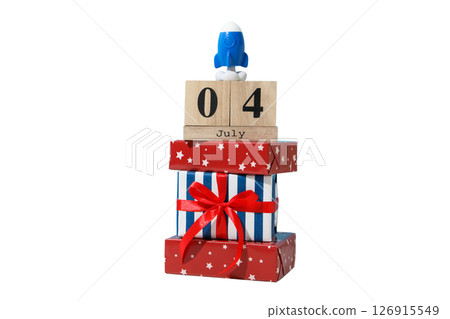 4 July holiday attributes, isolated on white background 126915549