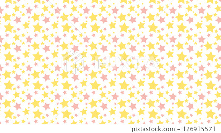 黃色和粉紅色的星星無縫背景圖 126915571