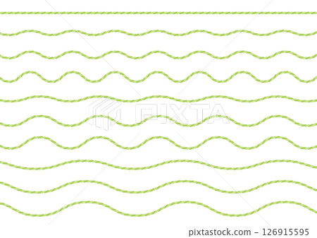 Set of illustrations of straight string and wavy string_green 126915595