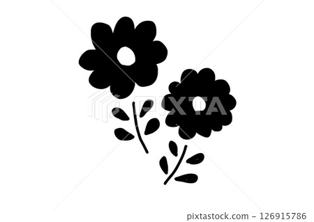 Scandinavian style hand-drawn floral vector illustration in black 126915786