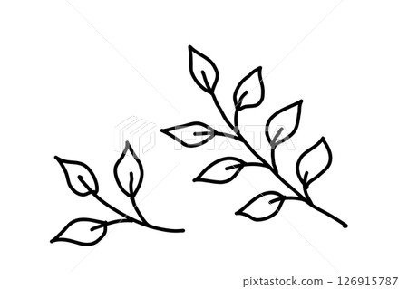 Scandinavian style leaf illustration (black) 126915787