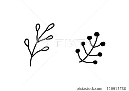 Scandinavian style hand-drawn botanical vector illustration in black 126915788