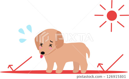一隻中暑的狗的插圖 126915801