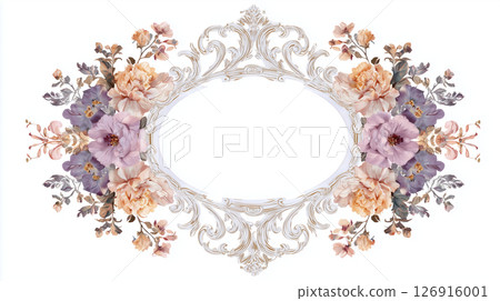 Purple and orange floral rococo frame 126916001