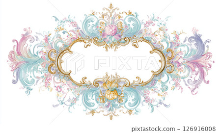 色彩鮮豔的花卉和漩渦裝飾框架 126916008