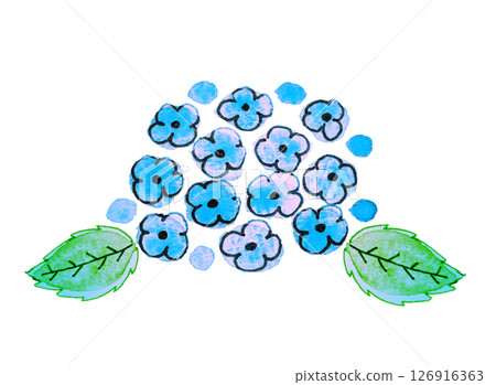 Hydrangea illustration material Hydrangea Hand-drawn Watercolor Blue Light blue 126916363