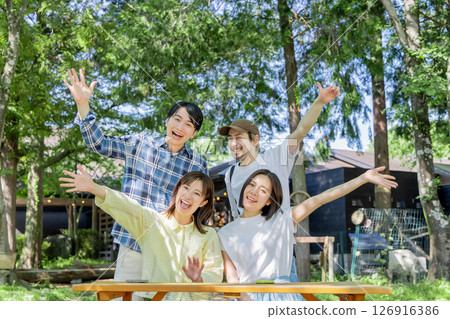 Friends who enjoy camping 126916386