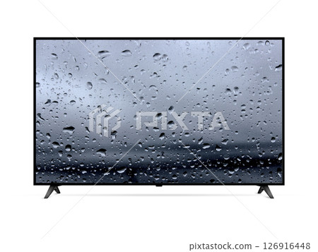 Smart tv with water drops on screen Smart tv with water drops on screen 126916448