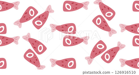 Seamless Cartoon Fish Tail Pattern 126916510