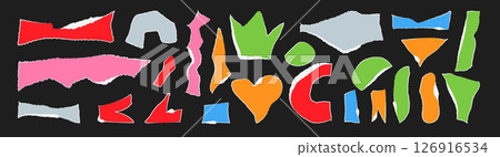 Creative collage of torn paper elements reflecting modern zine culture and artistic expression 126916534