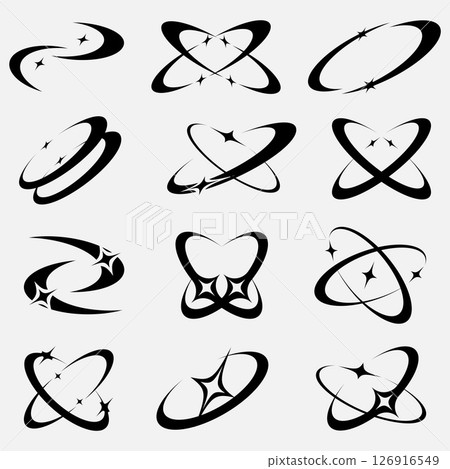 Y2K Abstract retro minimal twinkles with cosmic orbit 126916549