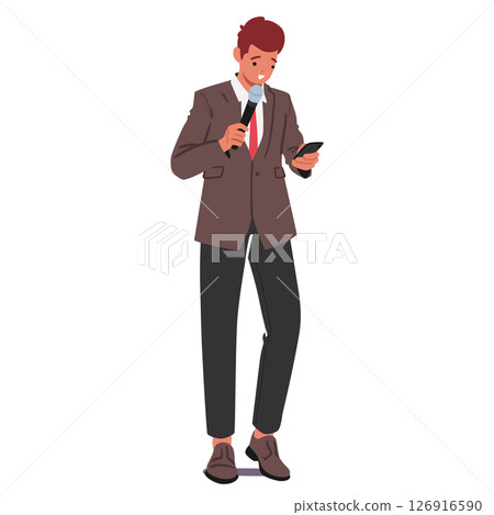 Handsome well-dressed man host cartoon character asking question leading quiz game talk show Handsome well-dressed man host cartoon character asking question leading quiz game talk show 126916590