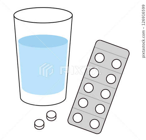 Medicine sheets and water 126916599