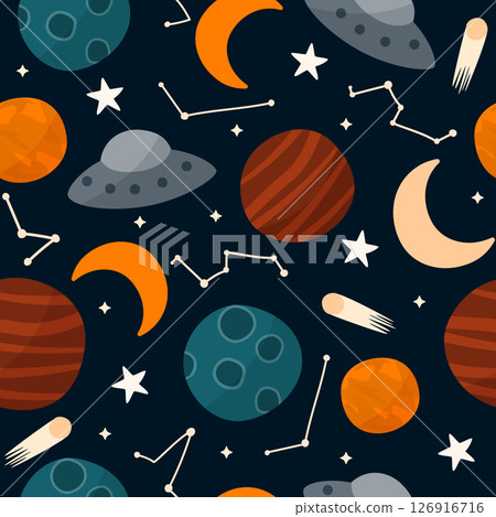 cute seamless pattern with galaxy space cute seamless pattern with galaxy space 126916716