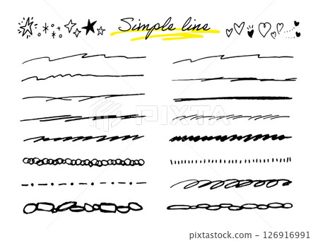 Set of hand drawn lines. Doodle marker pen. Underline vector. 126916991