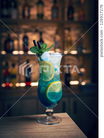 Blue lagoon cocktail 126917276