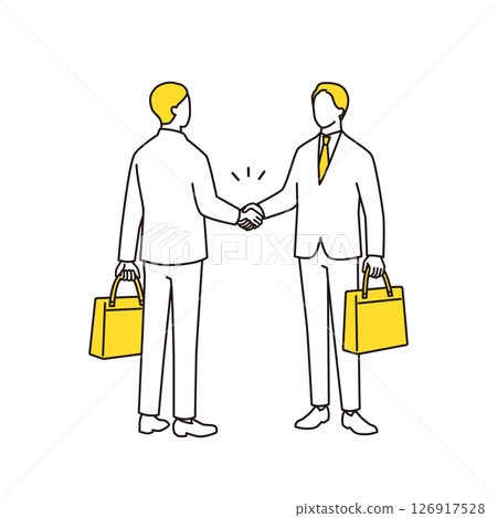 Businessmen shaking hands while holding business bags 126917528