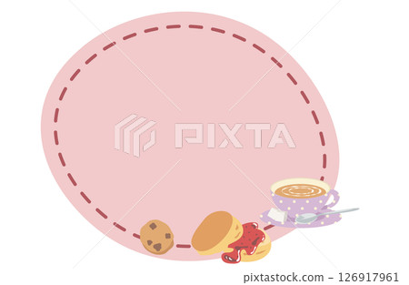 餅乾和烤餅茶時間風格框架 126917961