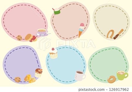 Pastel speech bubble of sweets and cafe 126917962