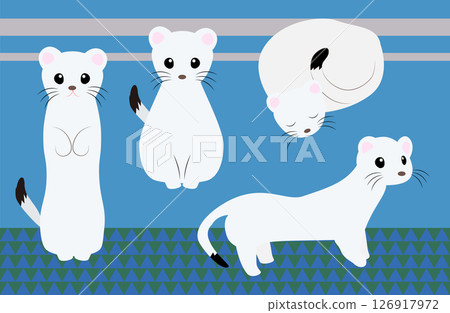 可愛的貂4姿勢插圖集 126917972