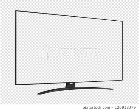 Realistic empty TV screen. Modern smart TV mockup with transparent screen isolated on transparent background Realistic empty TV screen. Modern smart TV mockup with transparent screen isolated on transparent background 126918379