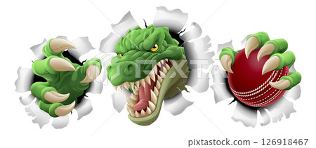 Crocodile Dinosaur Alligator Cricket Sports Mascot 126918467