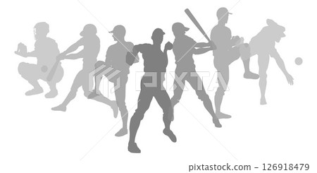 Baseball Silhouette Players Player Silhouettes 126918479