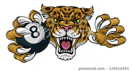 Jaguar Leopard Cheetah Pool Billiards Ball Mascot Jaguar Leopard Cheetah Pool Billiards Ball Mascot 126918483