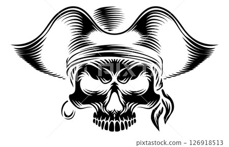 Pirate Skull Captain Hat Skeleton Vintage Design 126918513