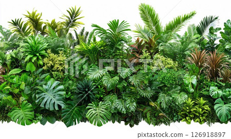 Green tropical plants creating a vibrant and lush natural wall 126918897