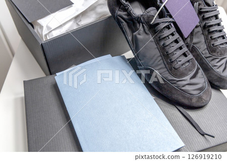 Expensive black shoes in a box 126919210