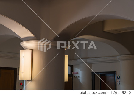 Kobe Municipal Mikage Public Hall (arched ceiling and modern lighting) Modernist architecture from the early Showa period Kobe Municipal Mikage Public Hall (arched ceiling and modern lighting) Modernist architecture from the early Showa period 126919260