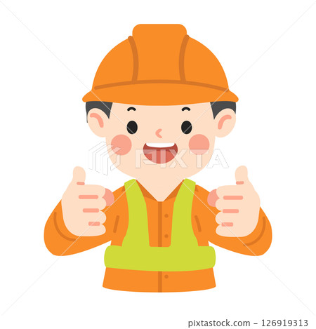 Cartoon Construction Worker Giving Thumbs Up Cartoon Construction Worker Giving Thumbs Up 126919313