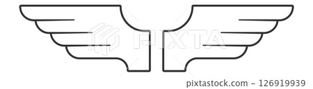 Minimalist line art illustrating a pair of wings, representing themes of freedom, travel, and aspiration, perfect for logos and various graphic design projects 126919939