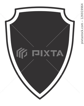 Classic heraldic shield shape symbolizing defense, safety, and security, with a dark gray center and a distinct white border, providing a clean and impactful visual representation of protection 126919964