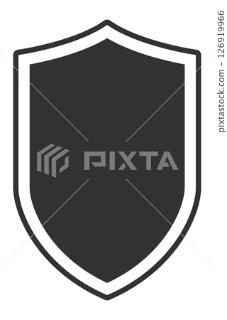 Classic shield icon symbolizing safety, defense, and security, with a dark gray center and contrasting white border, perfect for representing protection and reliability 126919966