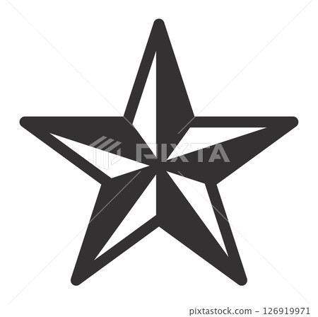 Five pointed star shining bright, a symbol of excellence and achievement, representing success, quality, and top performance in a minimalist graphic design 126919971
