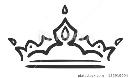 Simple, hand drawn crown representing royalty, power, and authority, isolated on a white background, suitable for various design projects related to monarchy, leadership, or luxury 126919994