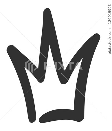 Simple, black and white, hand drawn crown symbolizing royalty, leadership, achievement, and success, perfect for logos, branding, and design projects 126919998