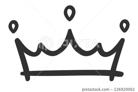 Simple, black and white illustration of a crown, symbolizing royalty, power, leadership, achievement, and success, with a childish, hand drawn aesthetic 126920002