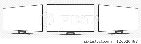 Realistic tv mockup. Blank television screen isolated on transparent background 126920468